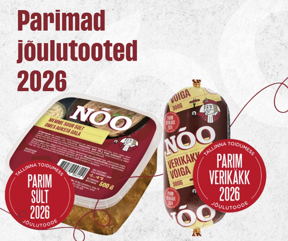 Tallinna Toidumessi konkursil Jõulutoode 2026 tunnistati Nõo Lihatööstuse tooted oma kategooriate parimateks: Parim verikäkk 2026 – Verikäkk ehtsa võiga 300g Pa